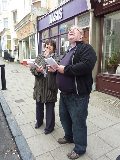 Photo of two MHMS volunteers as they research Waterloo Street